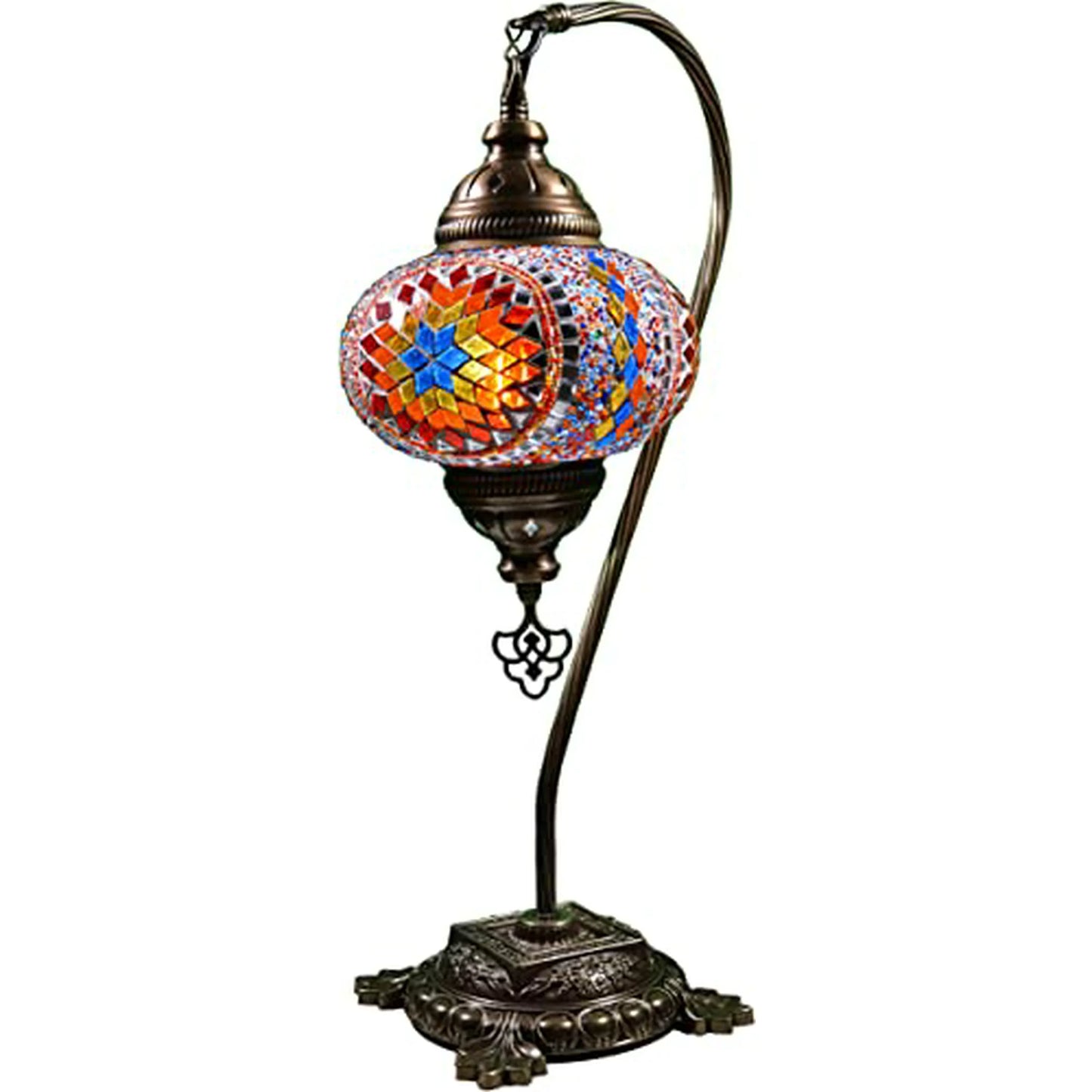 Turkish Lamp - Hanging Table - Swan Design with Murano Glass Mosaic