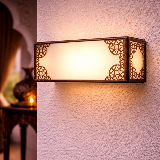 Translucent White Glass Wall Sconce - Decorative Moroccan Arabic Lighting