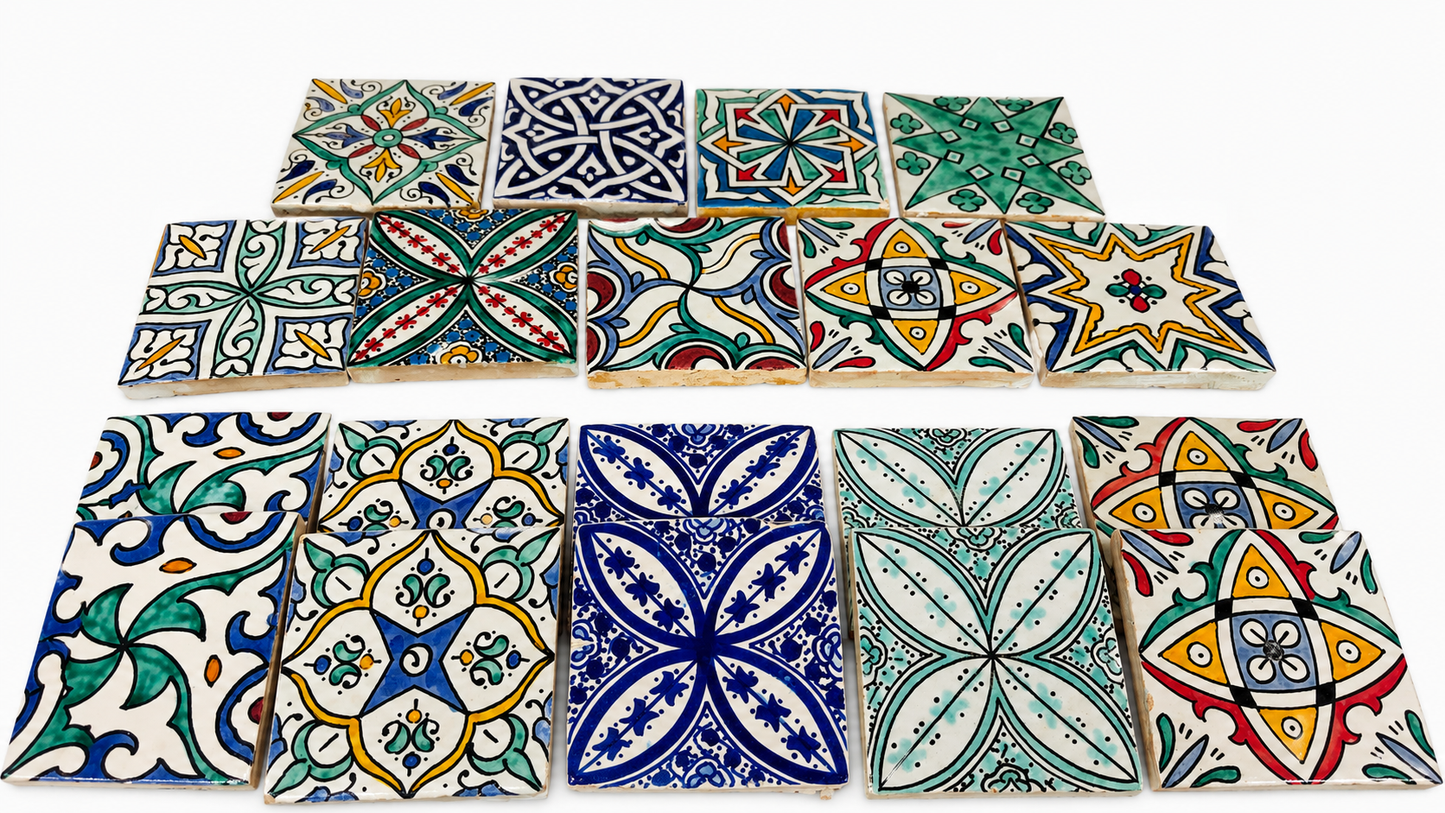 Azulejo Andalusí Surtido – Zellige 10x10 / 15x15 cm – Cerámica Artesanal Marroquí