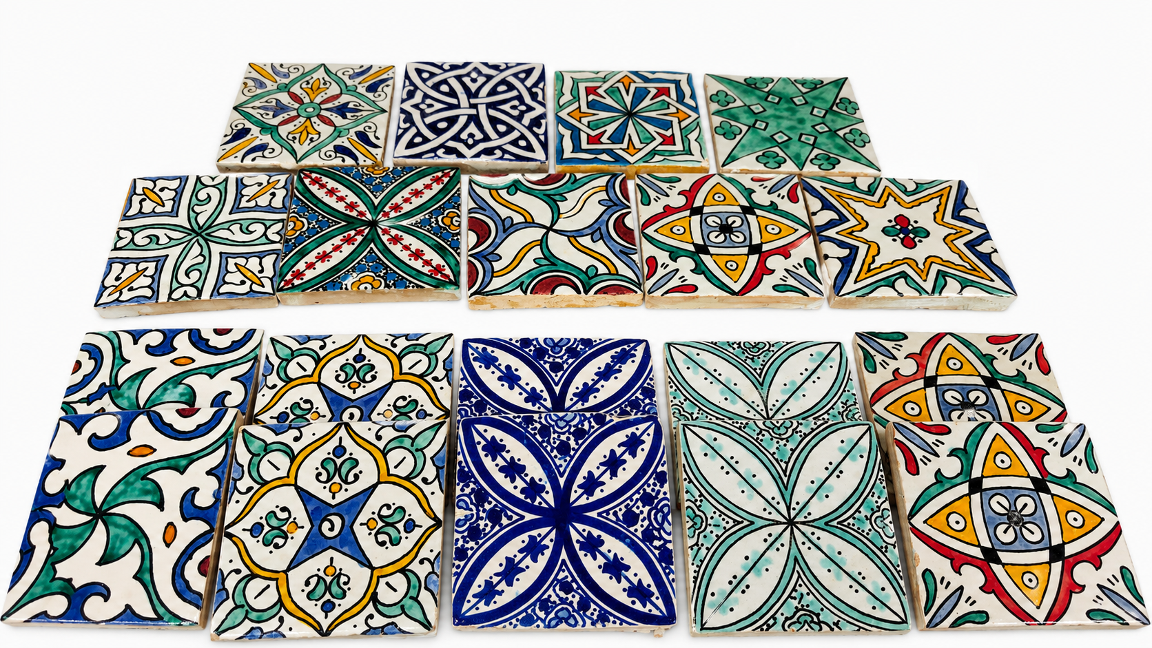 Azulejo Andalusí Surtido – Zellige 10x10 / 15x15 cm – Cerámica Artesanal Marroquí