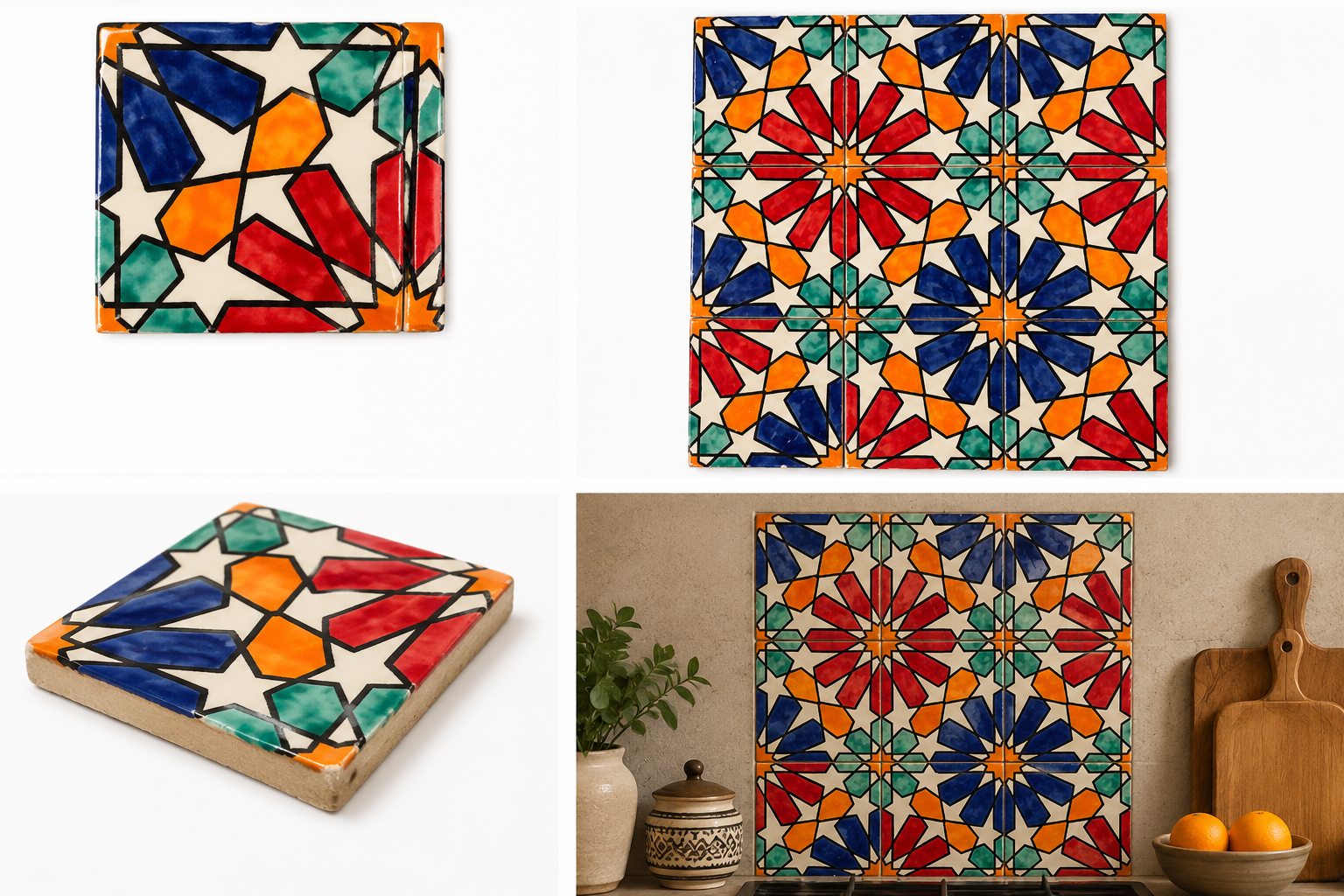 Azulejo Andalusí 'Estrella' – Zellige 10x10 cm – Cerámica Artesanal Marroquí