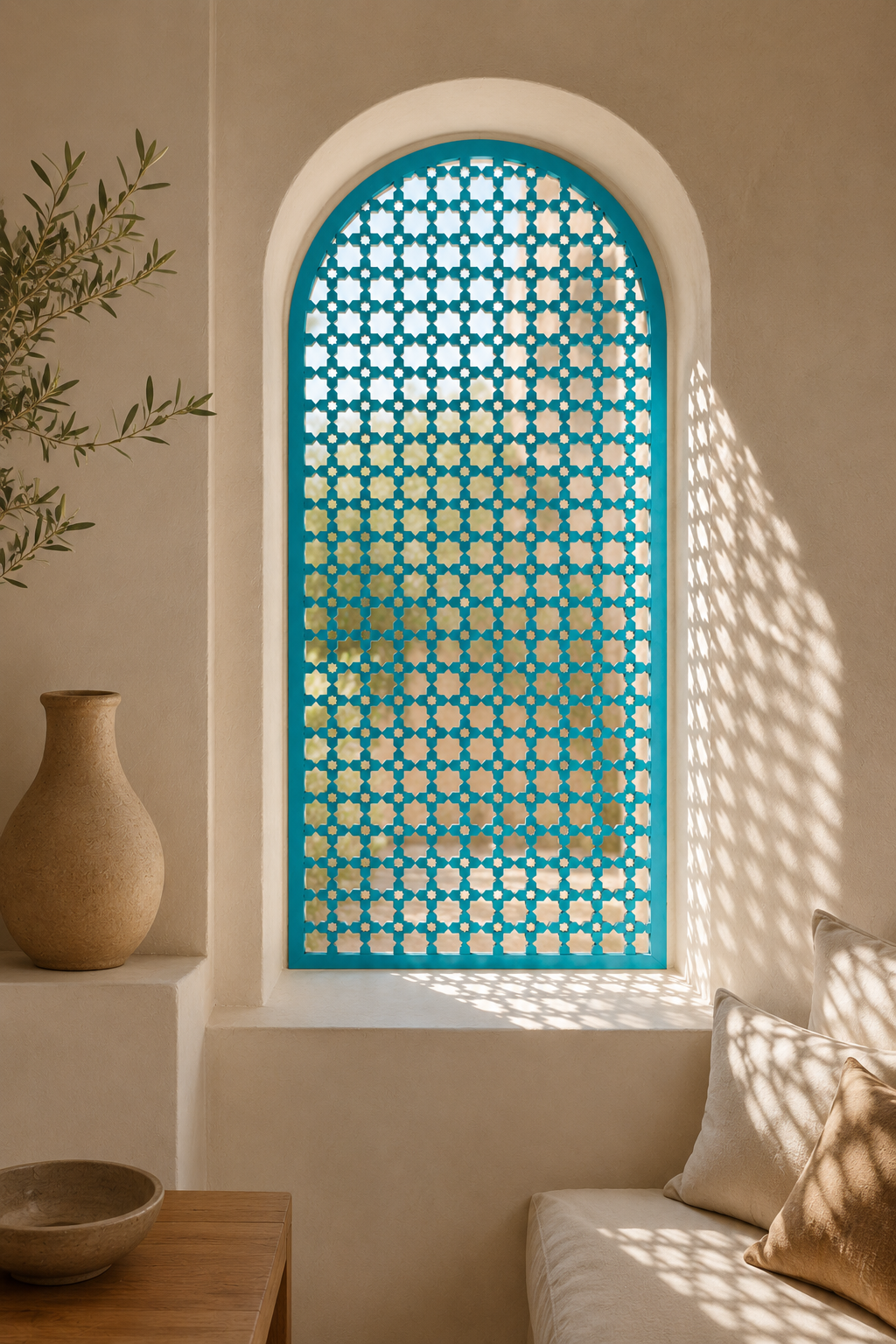 Celosía Decorativa Marroquí Turquesa MDF | Mashrabiya 100x44
