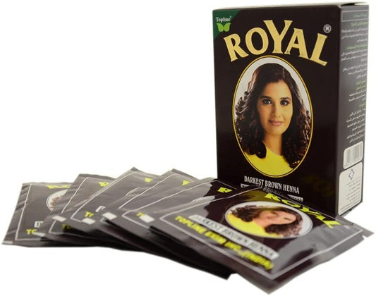 Henna Royal to Dye Hair, Eyebrows and Eyelashes - Box of 6 Envelopes of 10 gr - Great Quality