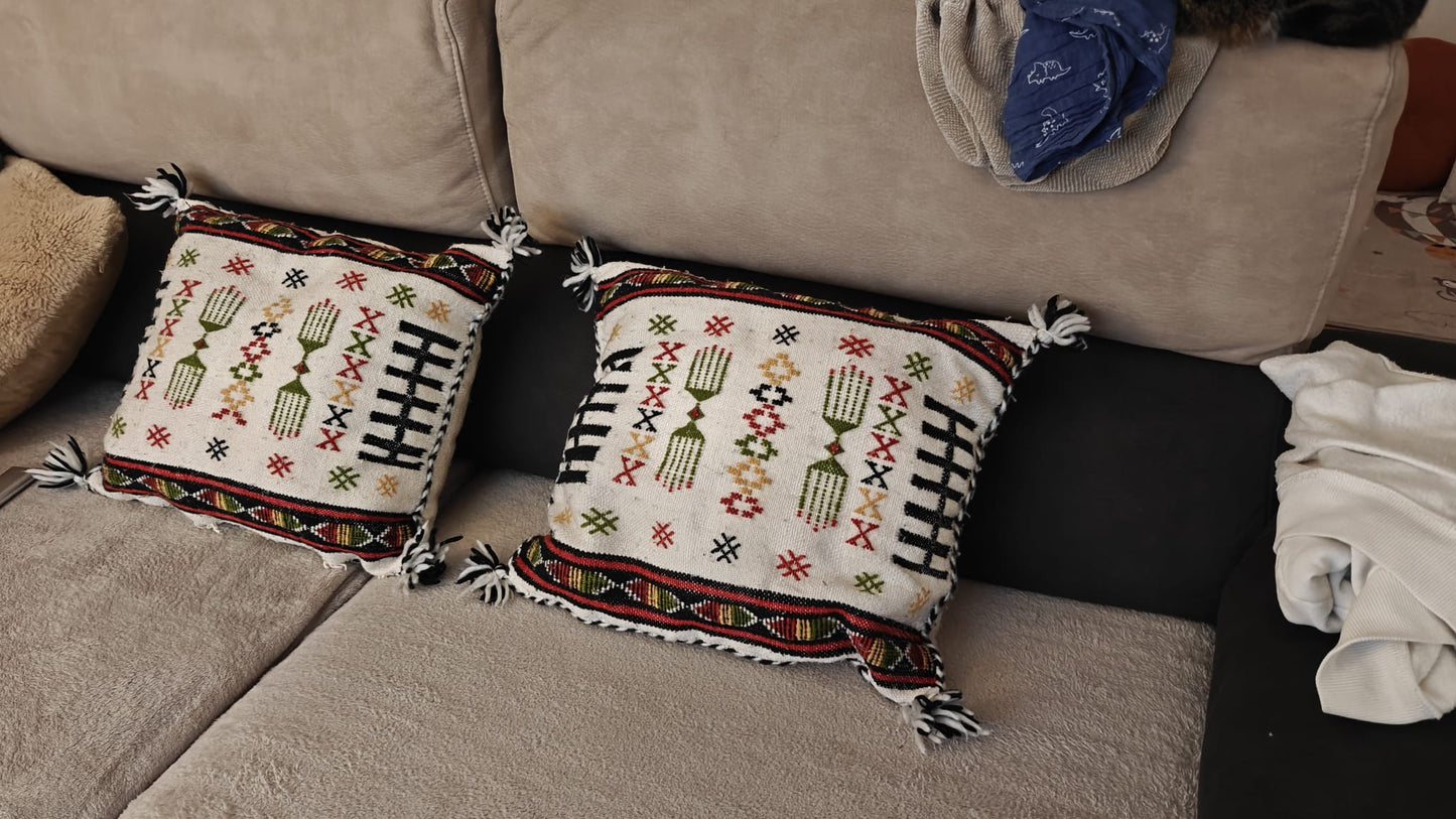 Set de Cojines Bereberes Artesanales - Algodón y Lana | Decoración Marroquí Boho