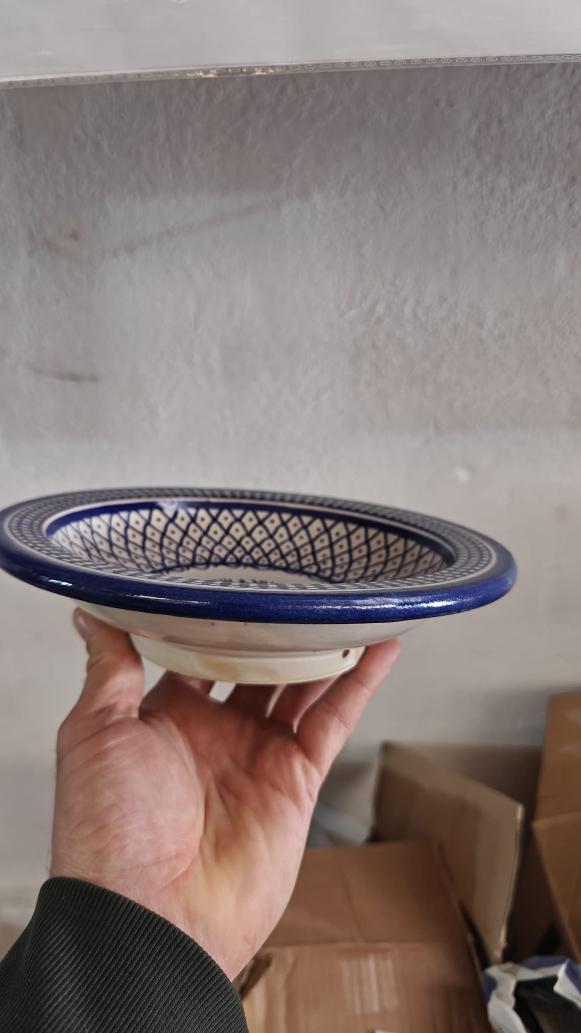 Deep Arabic Plate, Fez Ceramic, Blue and White - Hand Painted - Traditional Moroccan Tableware