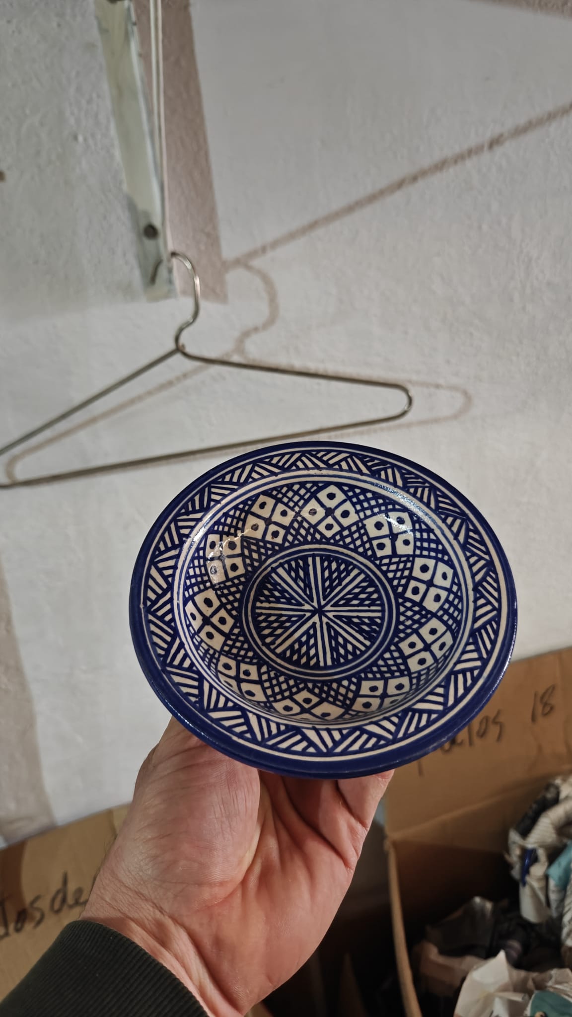 Deep Arabic Plate, Fez Ceramic, Blue and White - Hand Painted - Traditional Moroccan Tableware