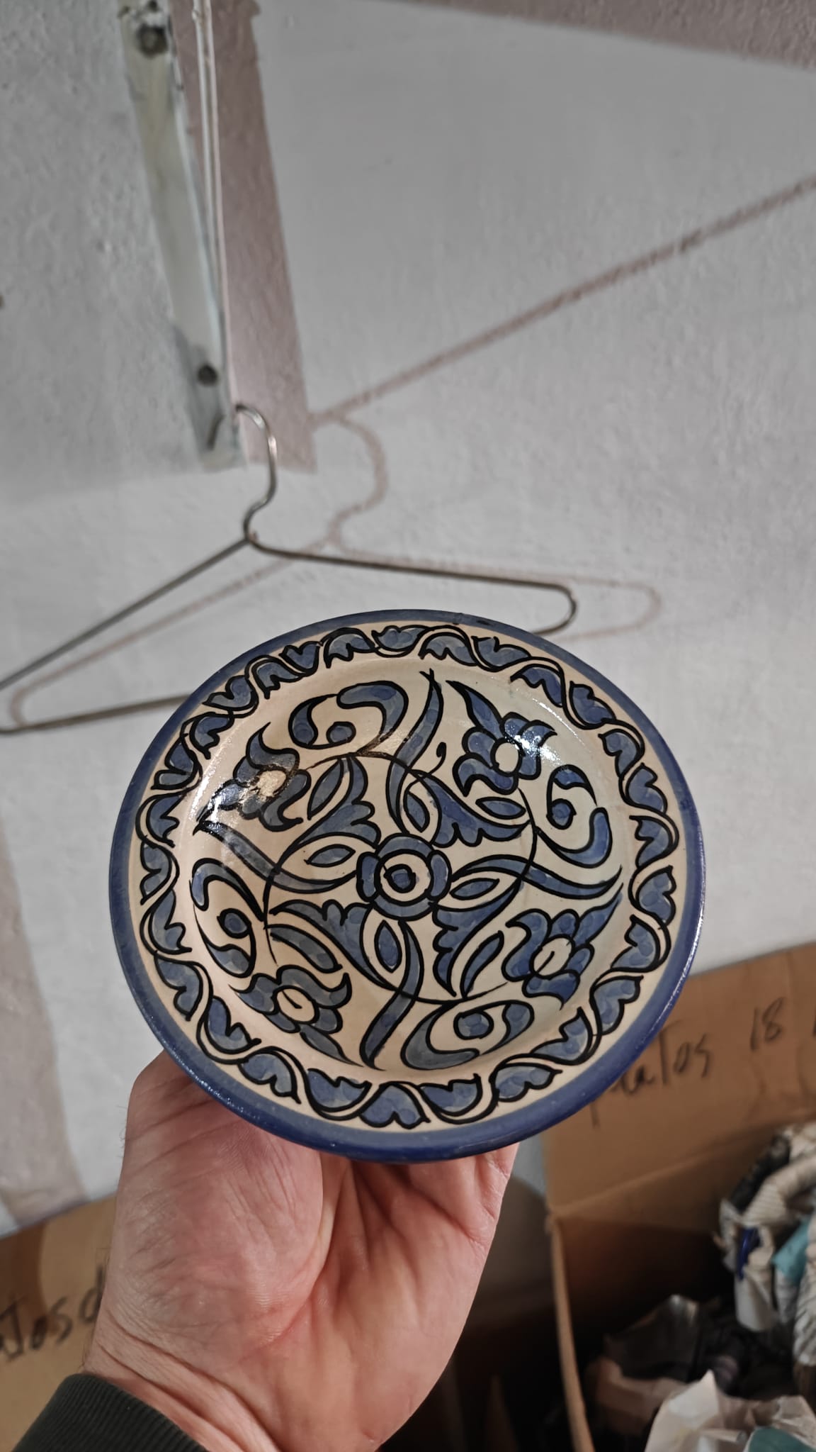 Deep Arabic Plate, Fez Ceramic, Blue and White - Hand Painted - Traditional Moroccan Tableware