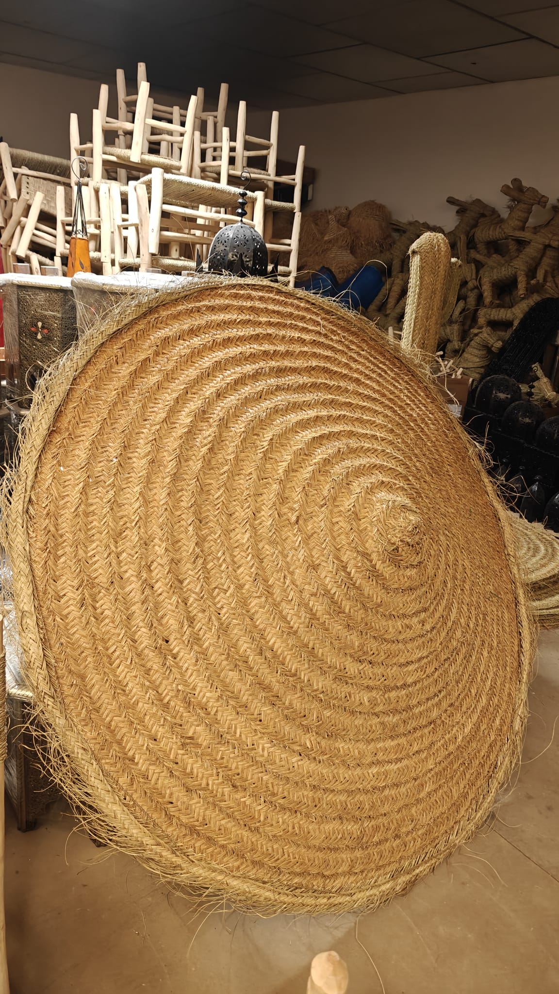 Sombrilla de Esparto Artesanal 2m – Estructura de Hierro | Decoración Marroquí - Decoración marroquí