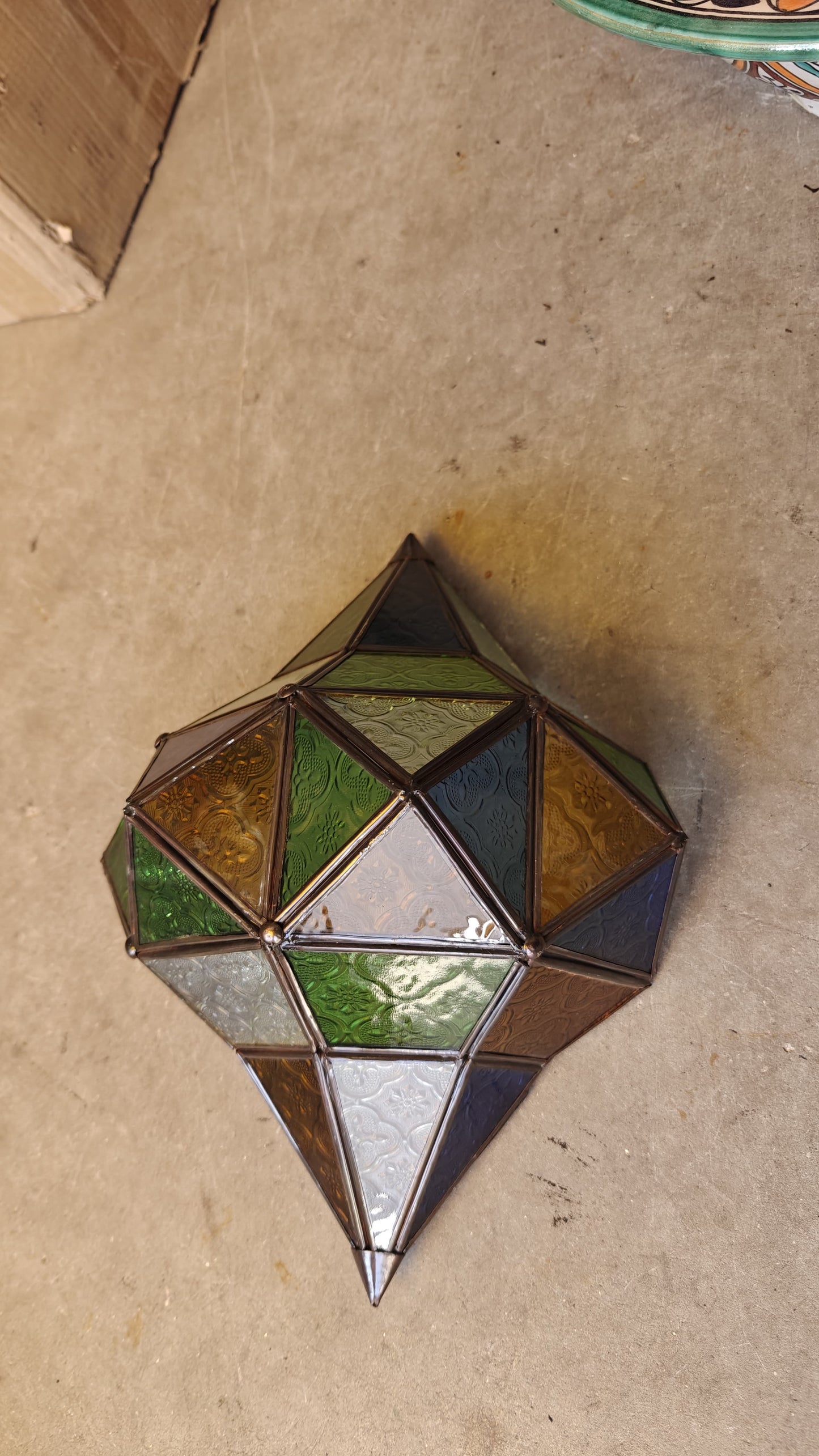 Aplique Pantalla Artesanal Metal Cristal Multicolor Yahra - Decoración Árabe Marroquí - Decoración marroquí