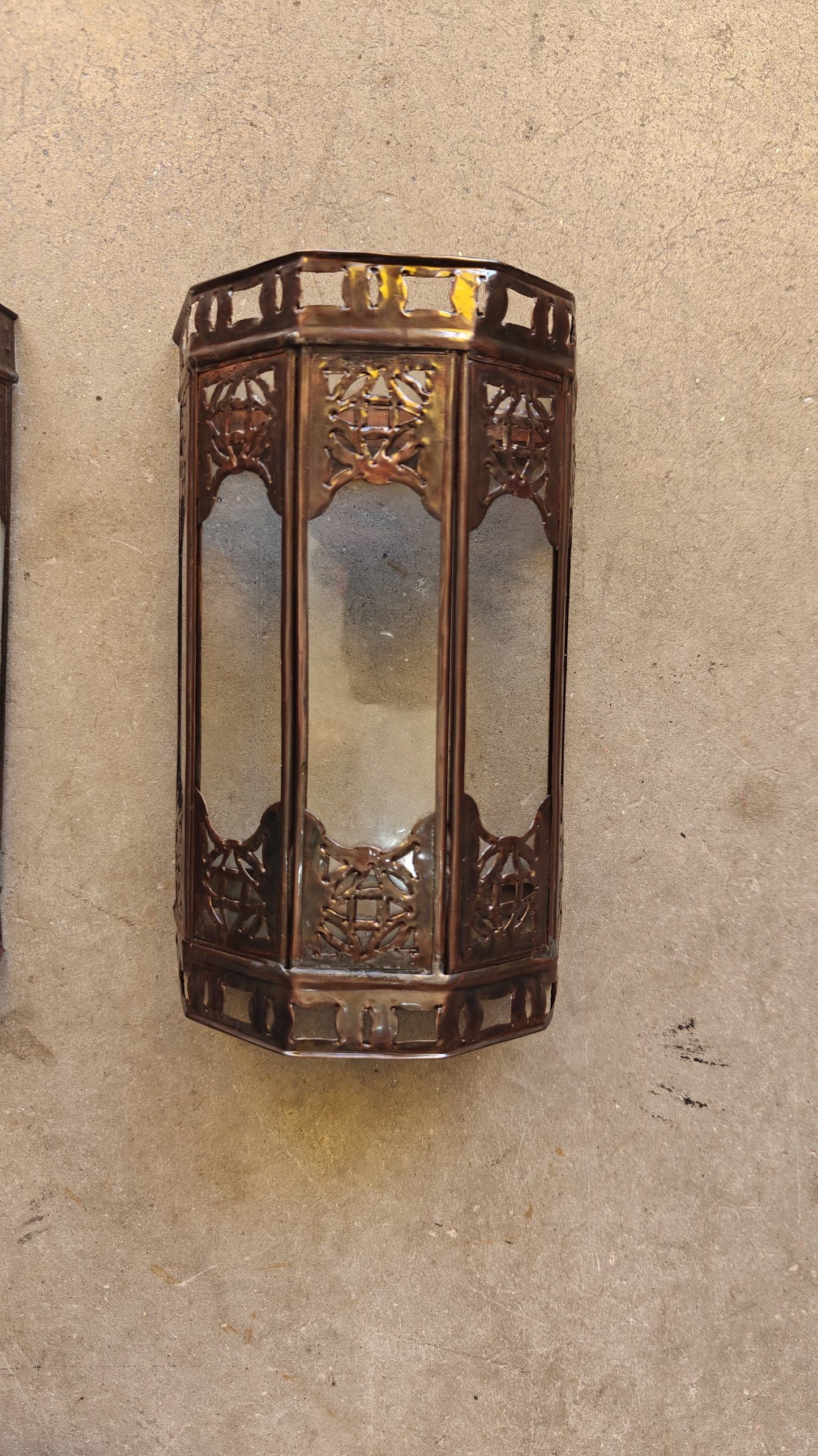 Aplique Mini Alcazaba Cristal Transparente - Lámpara Árabe de Pared Artesanal | Forja y Cristal 22cm