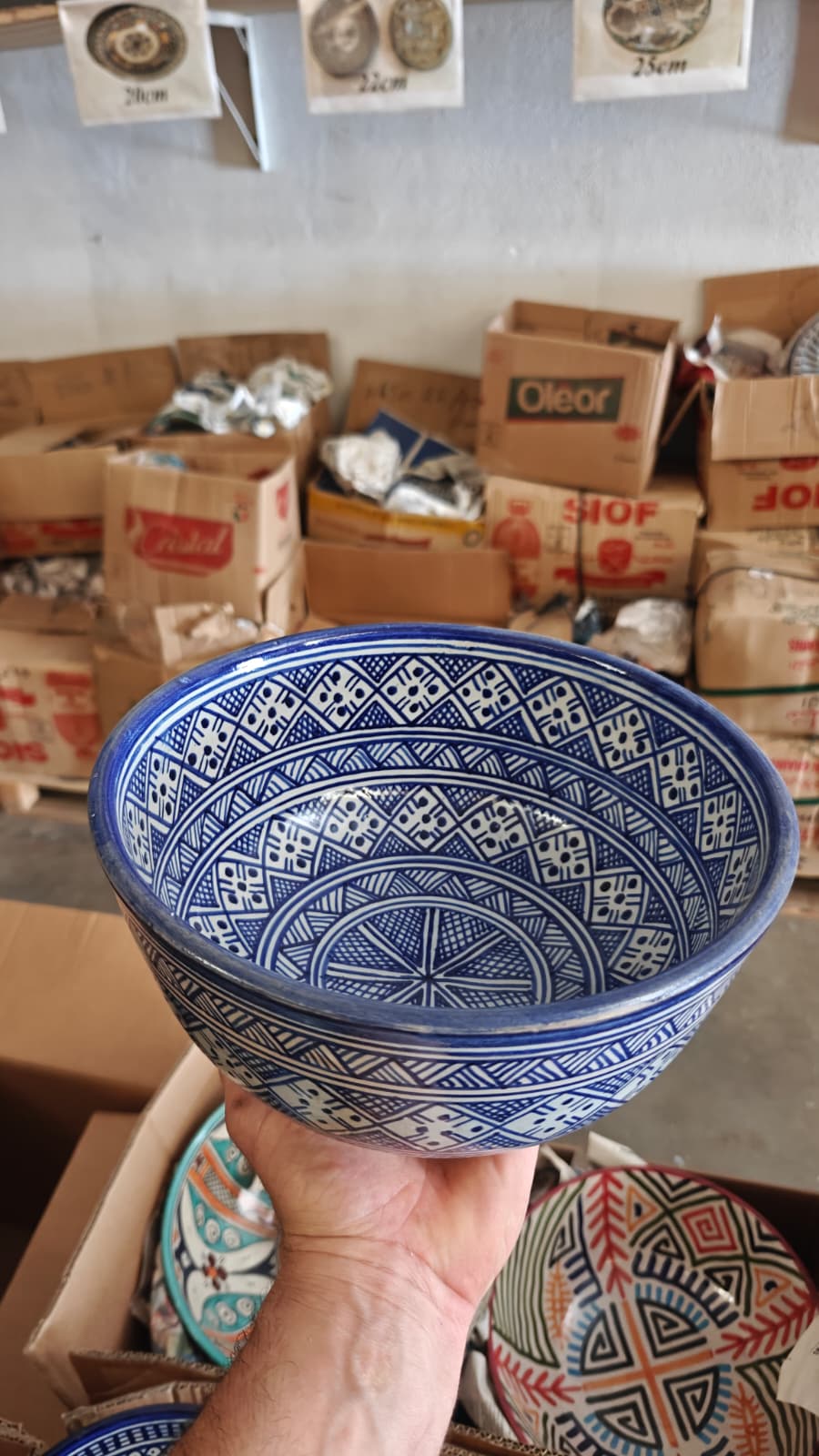 Cuenco Marroquí de Cerámica de Fez Pintado a Mano – Azul y Blanco - Decoración marroquí