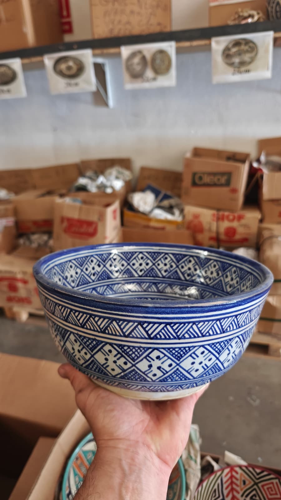 Cuenco Marroquí de Cerámica de Fez Pintado a Mano – Azul y Blanco - Decoración marroquí