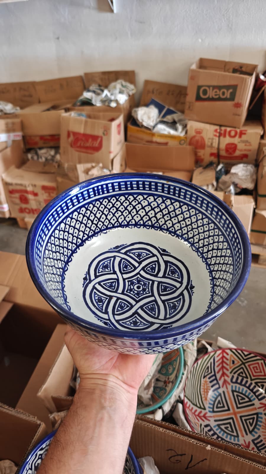 Cuenco Marroquí de Cerámica de Fez Pintado a Mano – Azul y Blanco - Decoración marroquí