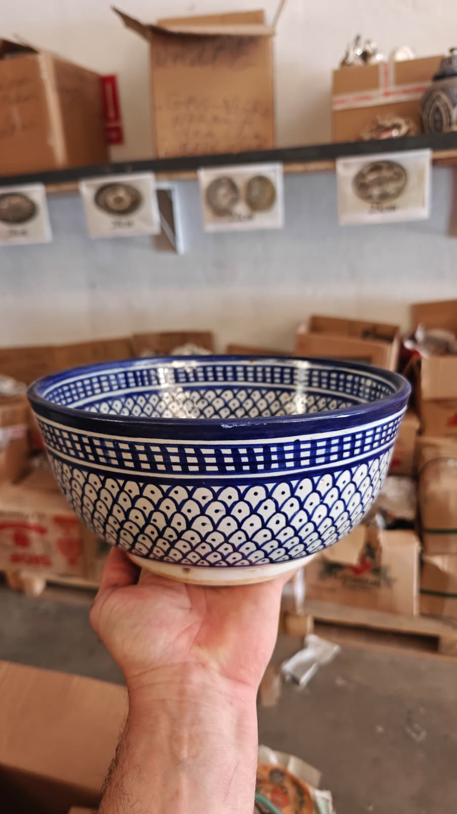 Cuenco Marroquí de Cerámica de Fez Pintado a Mano – Azul y Blanco - Decoración marroquí