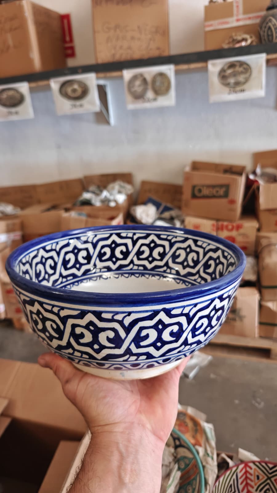 Cuenco Marroquí de Cerámica de Fez Pintado a Mano – Azul y Blanco - Decoración marroquí