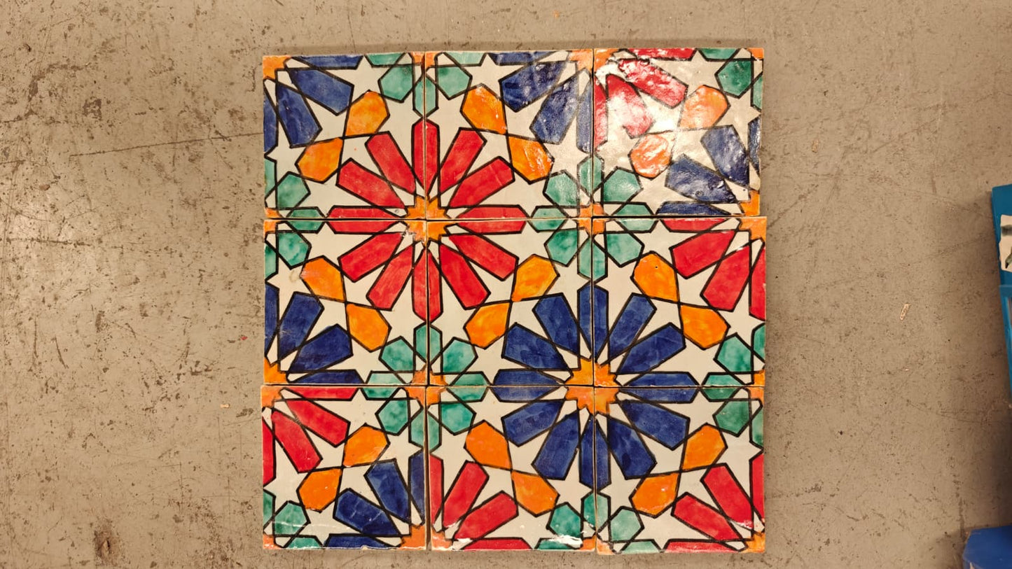 Azulejo Andalusí 'Estrella' – Zellige 10x10 cm – Cerámica Artesanal Marroquí