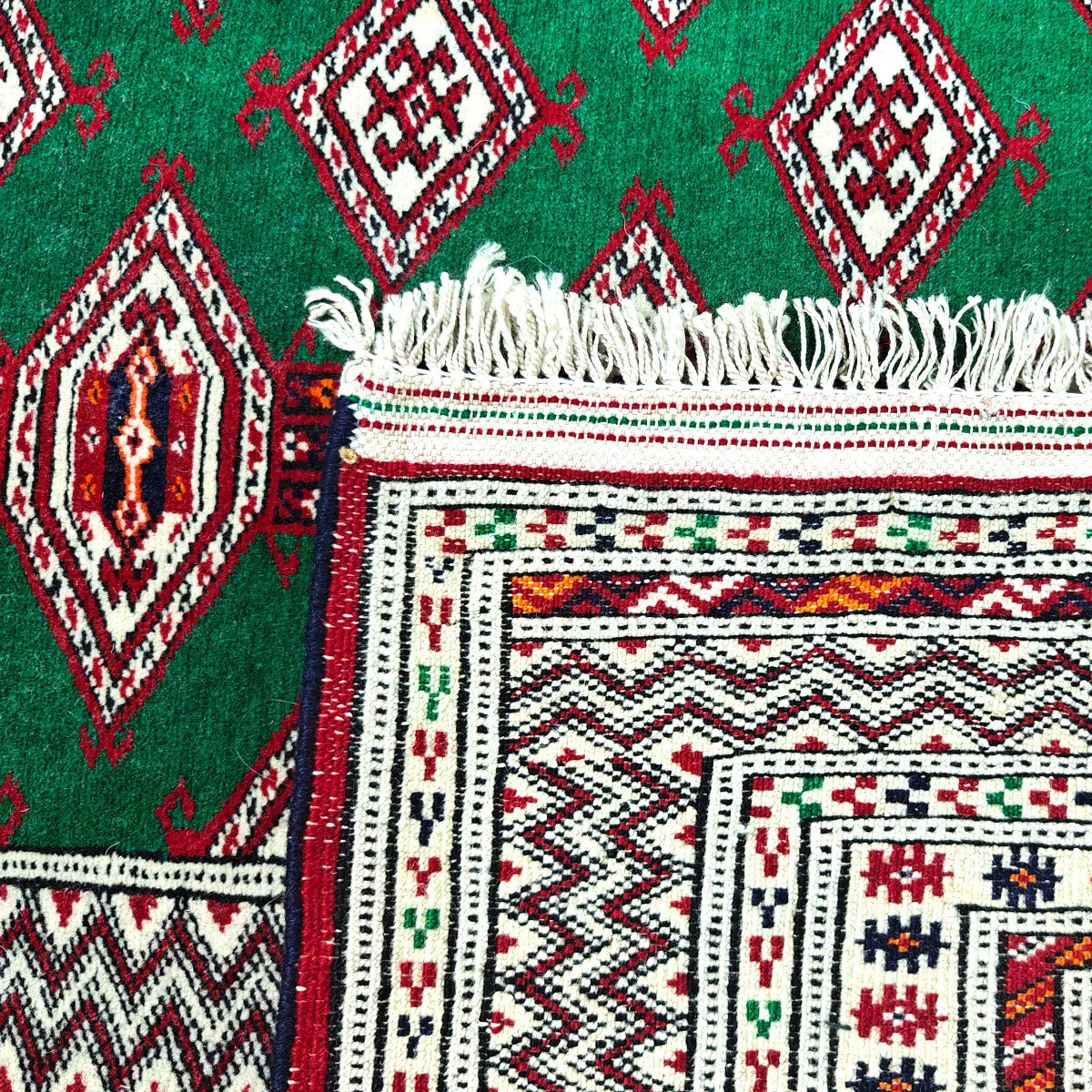 Alfombra Persa Turkman de Vellón - Diseño Original Bazoo Band - 190x138 cm - Decoración Marroquí