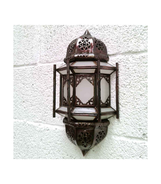 Moroccan Handmade Lampshade Wall Lamp - Elegance in Copper and White 1