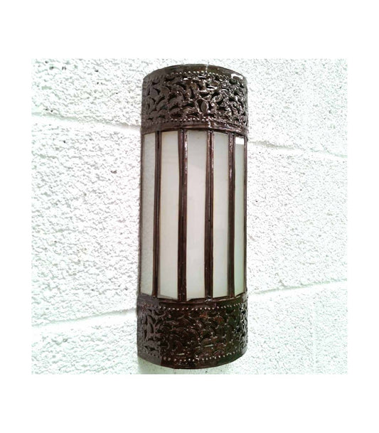 Moroccan Metal and Glass Lampshade - Copper and White 3