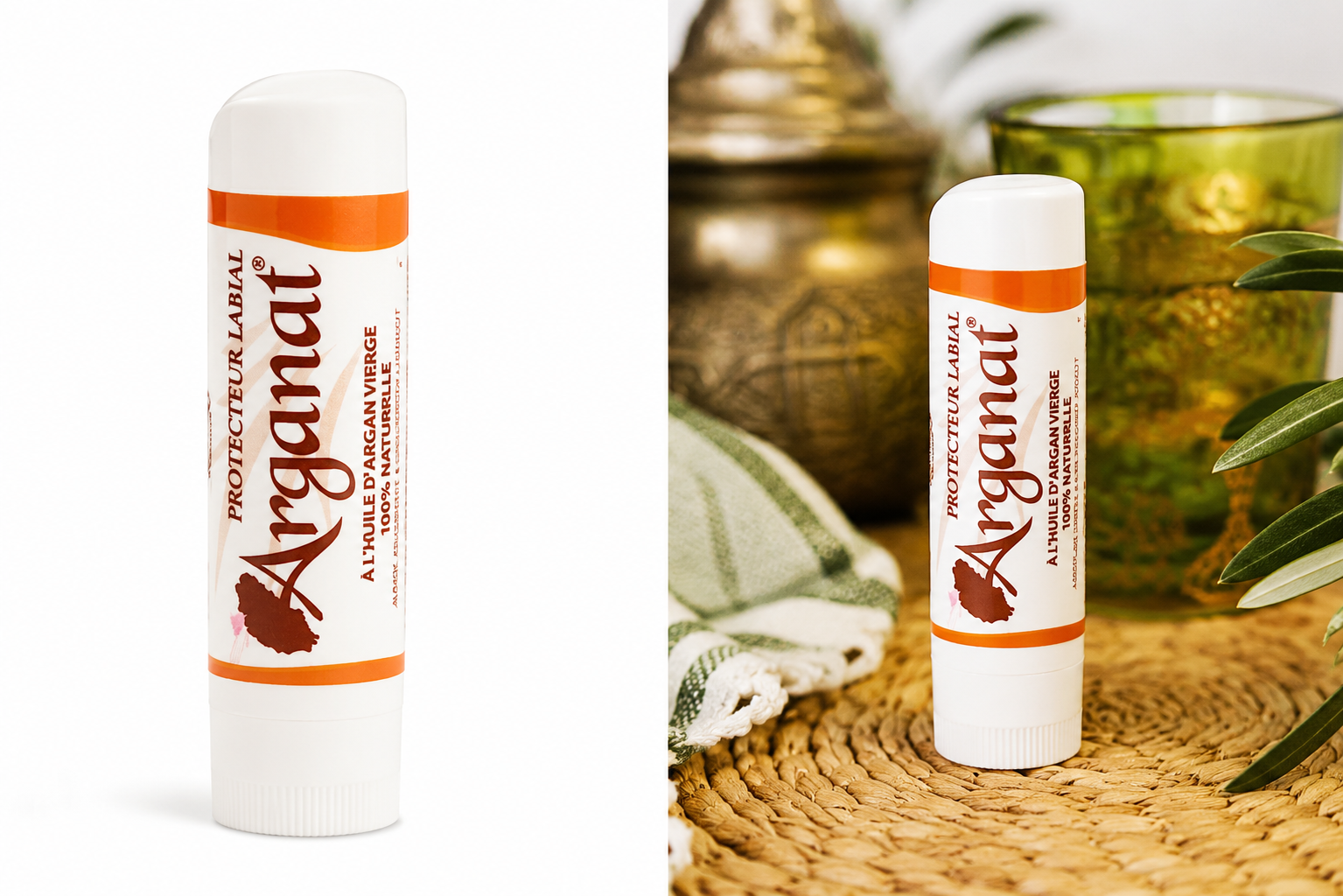 Arganat protector labial con aceite de argán - catálogo y ambiente lifestyle