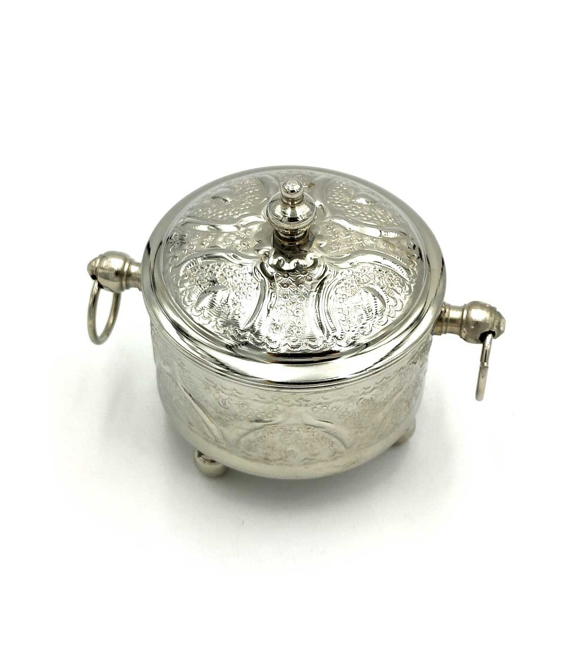 Hand Carved Alpaca Sugar Bowl - Jadid Model: Moroccan Elegance and Craftsmanship