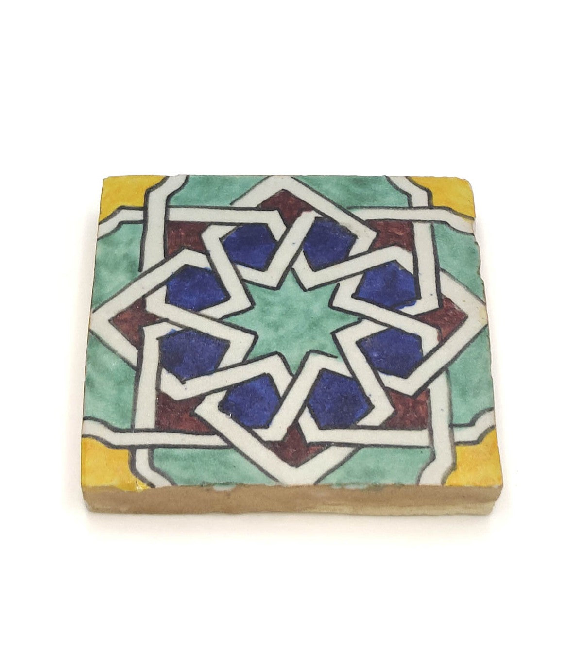 Azulejo Andalusí 'Estrella Nazarí' – Zellige 10x10 cm – Cerámica Artesanal Marroquí - Decoración marroquí
