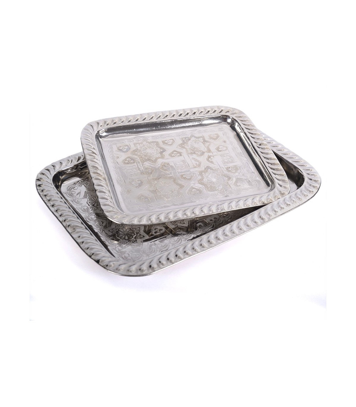 Engraved Rectangular Tea Tray - Cairo Model: Elegance and Andalusian Art