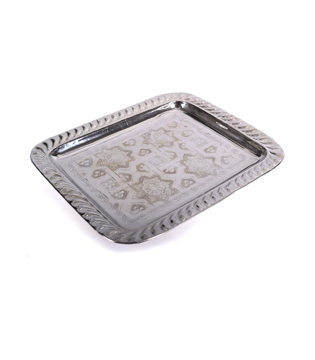 Engraved Rectangular Tea Tray - Cairo Model: Elegance and Andalusian Art