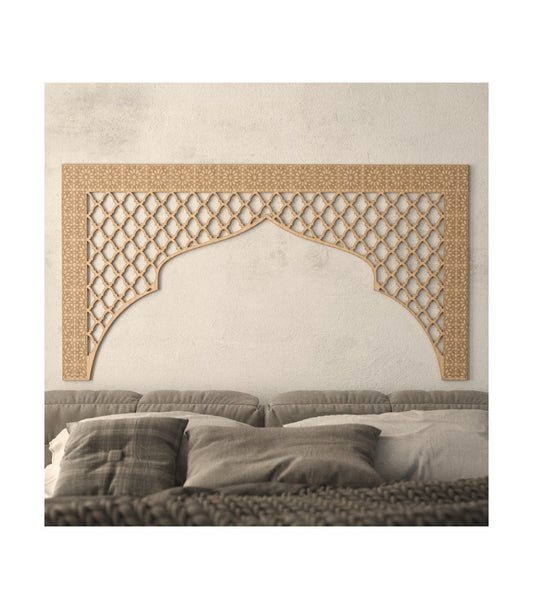 Arabic Headboard for 160cm Bed in Wood – Lattice Design Bab Mansur Model | Andalusian Style Decoration