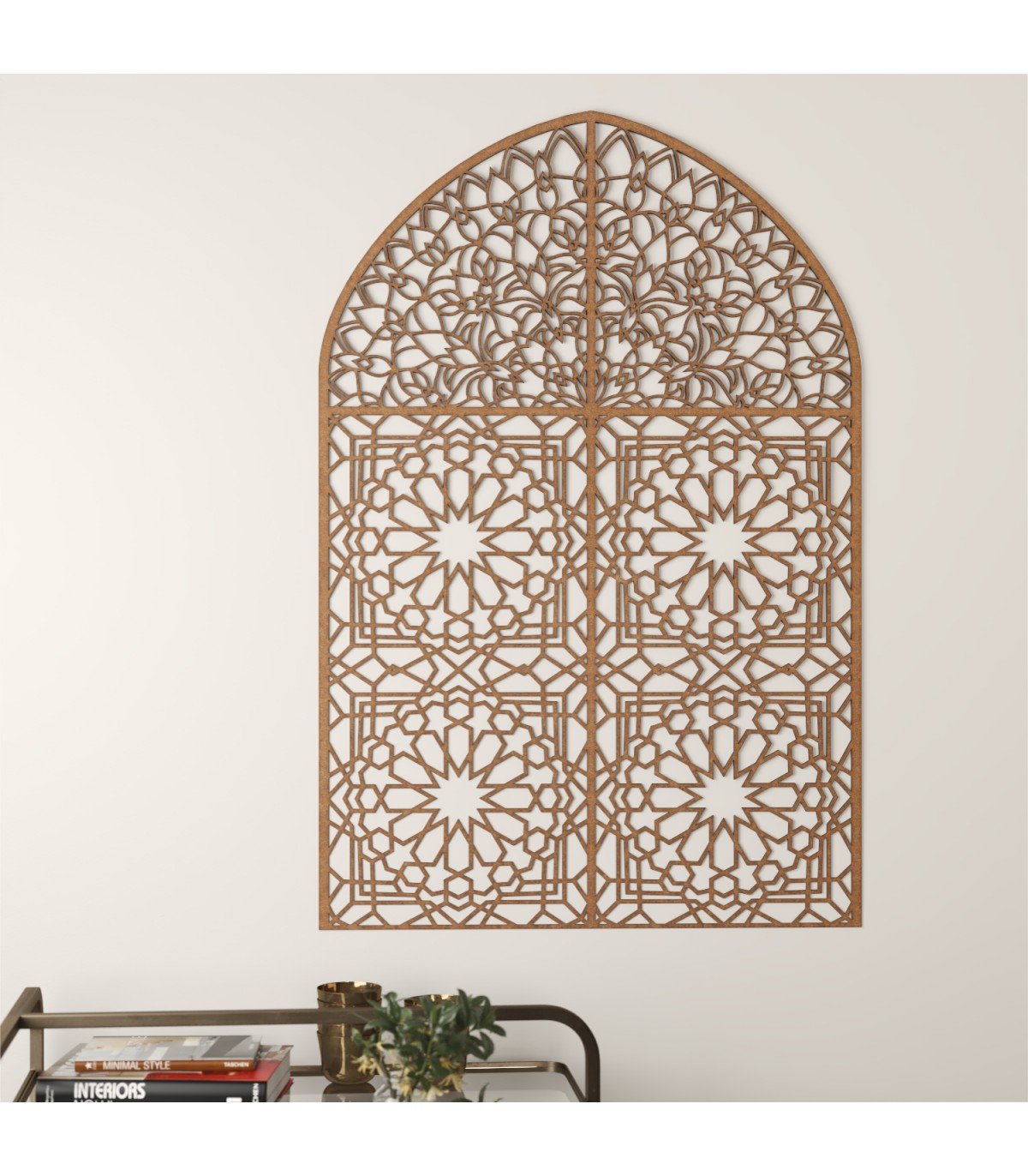 Celosia Puerta Arabe de Madera Geométrica y Floral Inspirada en la Alhambra - Decoración Marroquí