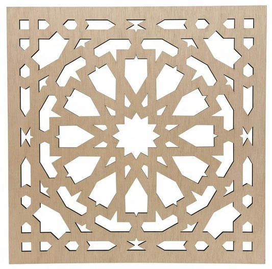 Celosía de Madera 60×60 cm para Falso Techo – Estilo Árabe Andalusí Inspiración Alhambra | SAQF - Decoración marroquí artesanal y cosmética natural