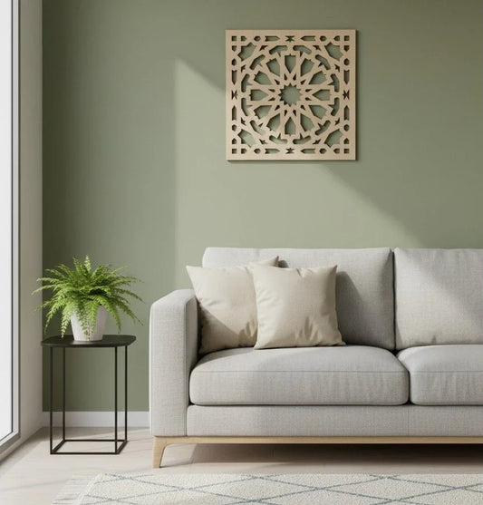 Celosía de Madera 60×60 cm para Falso Techo – Estilo Árabe Andalusí Inspiración Alhambra | SAQF - Decoración marroquí artesanal y cosmética natural