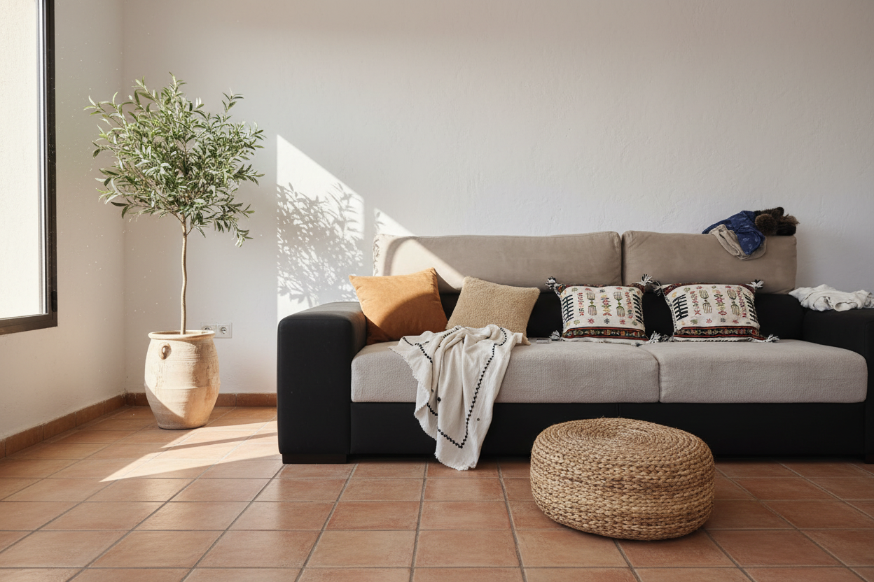 Cojines bereberes en salón andalusí