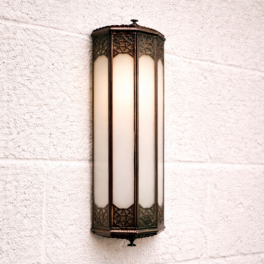 Long Crystal Wall Sconce with Openwork Arabic Design - Handmade Moroccan Andalusian Decoration