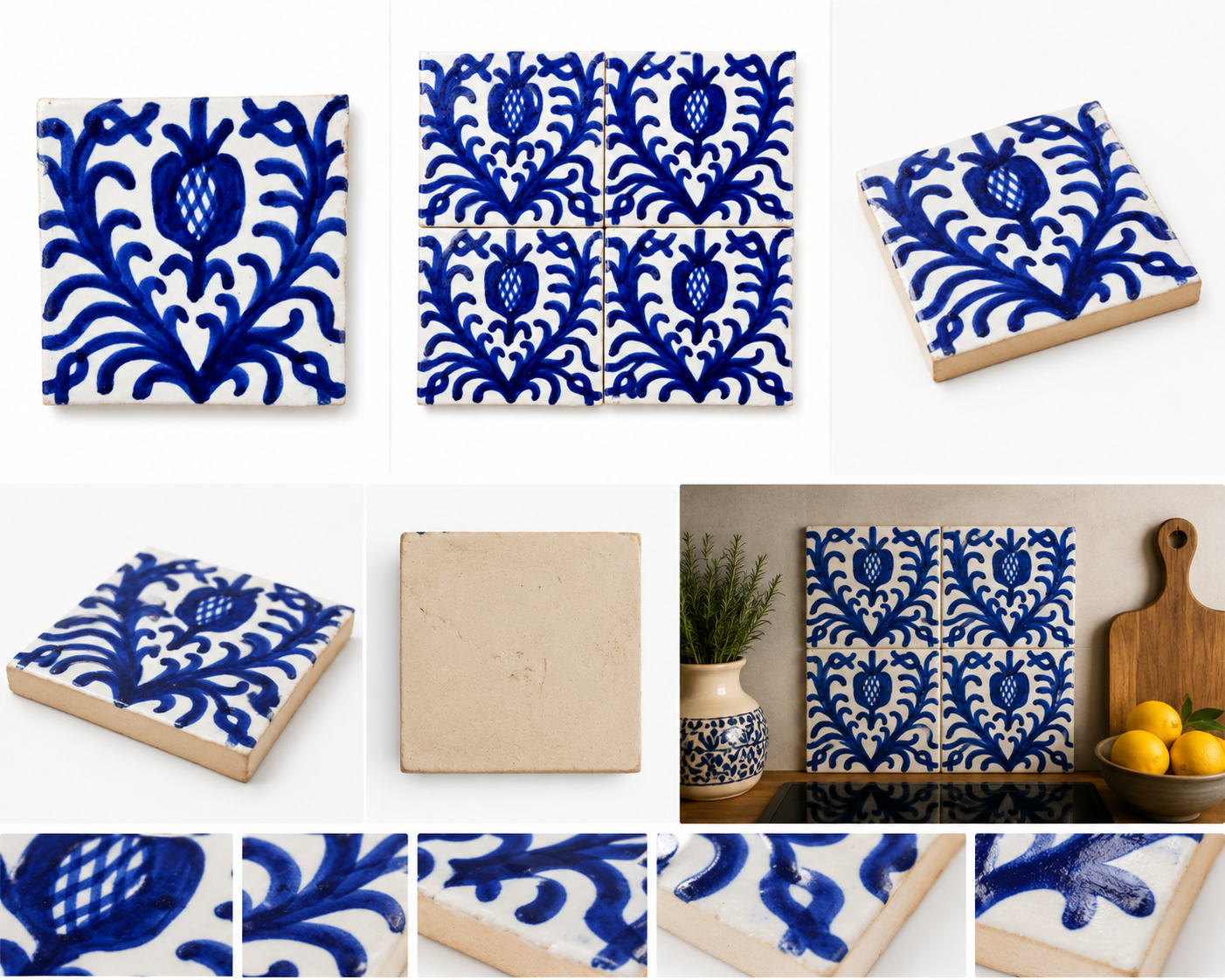 Azulejo Andalusí 'Granada' – Zellige 10x10 cm – Cerámica Artesanal Marroquí