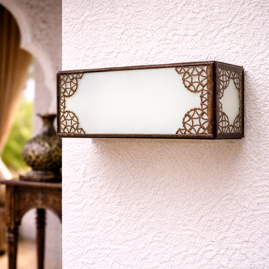 Translucent White Glass Wall Sconce - Decorative Moroccan Arabic Lighting