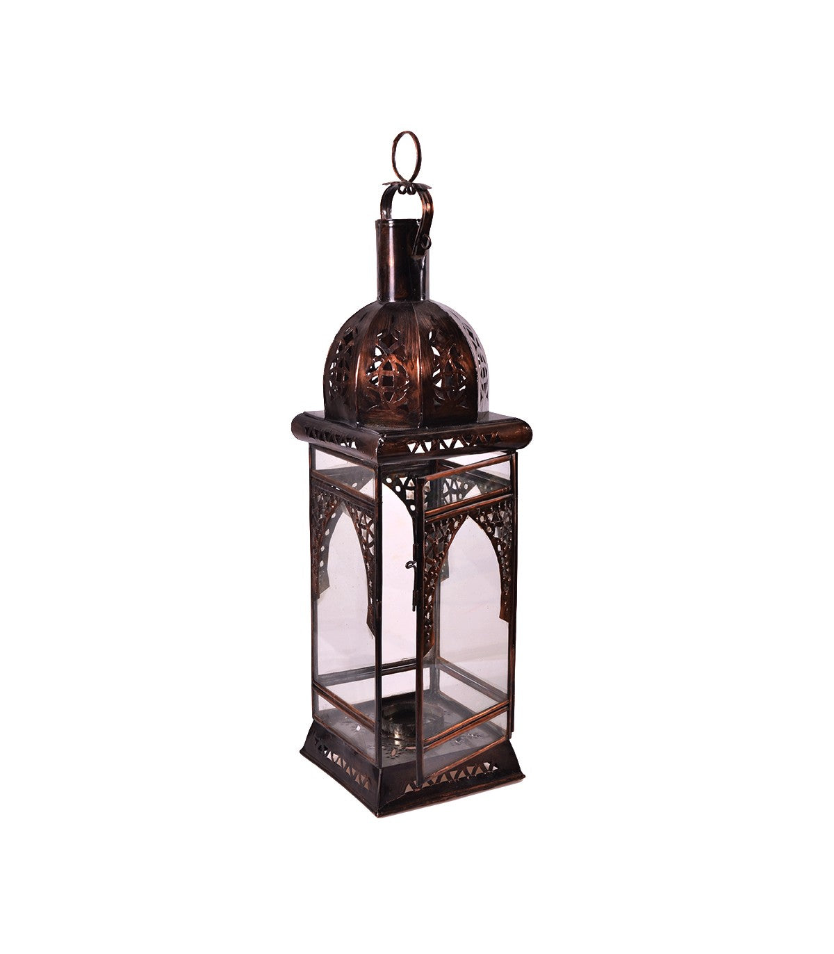 Moroccan Table Lantern - Glass and Wrought Iron - Elvira Arch Model