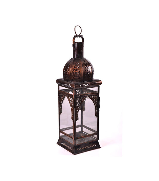 Moroccan Table Lantern - Glass and Wrought Iron - Elvira Arch Model