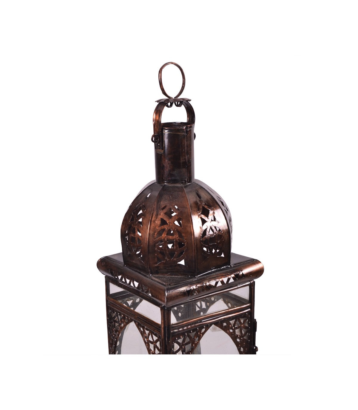 Moroccan Table Lantern - Glass and Wrought Iron - Elvira Arch Model