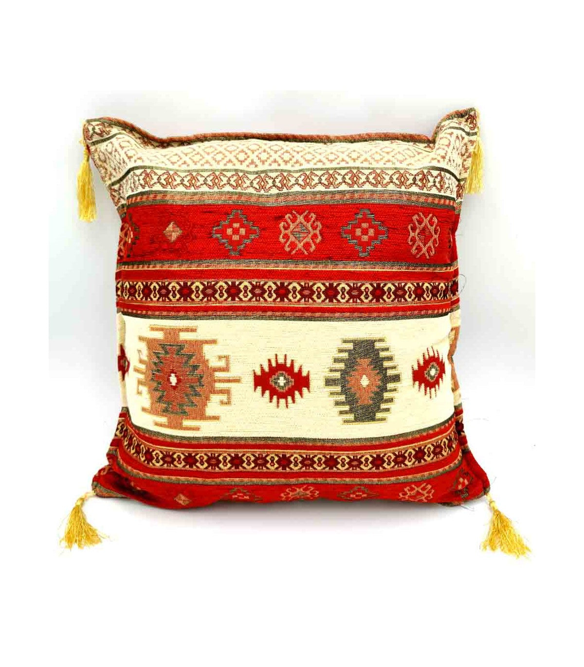 Housse de coussin Badawi turque – Décoration bohème avec franges – Style arabe pour la maison