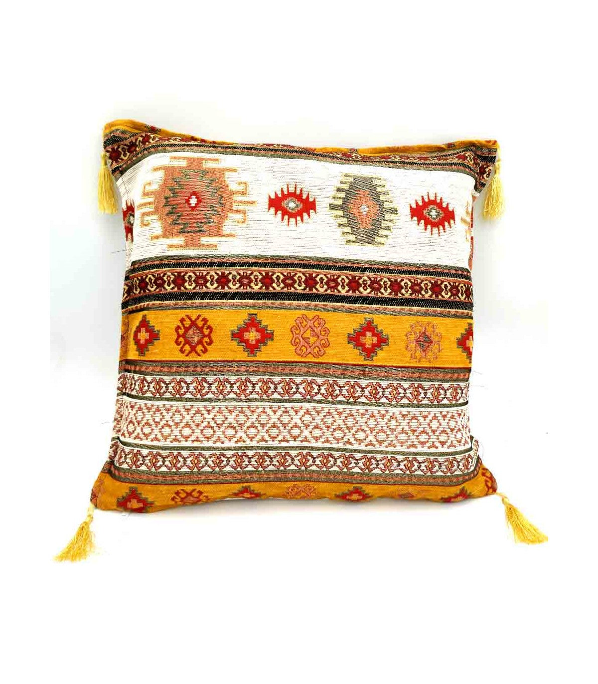 Badawi Turkish Cushion Cover - Bohemian Decor with Fringe - Arabic Style for Home