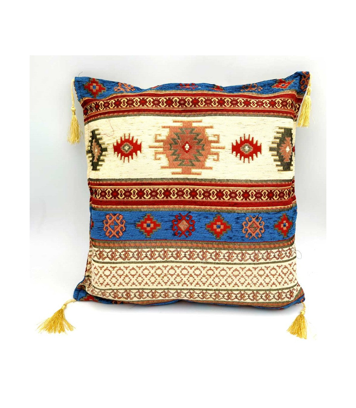 Housse de coussin Badawi turque – Décoration bohème avec franges – Style arabe pour la maison