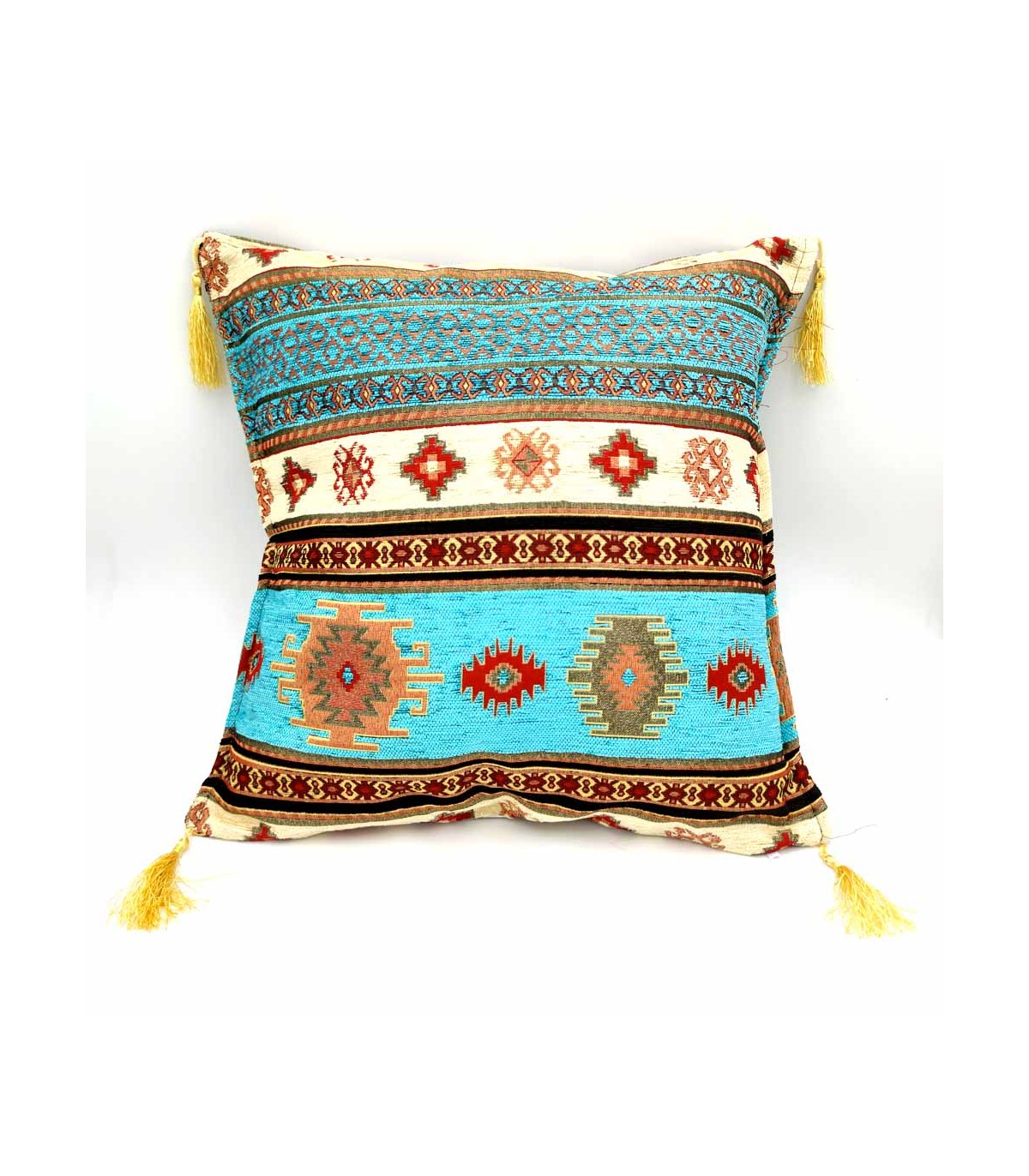 Badawi Turkish Cushion Cover - Bohemian Decor with Fringe - Arabic Style for Home