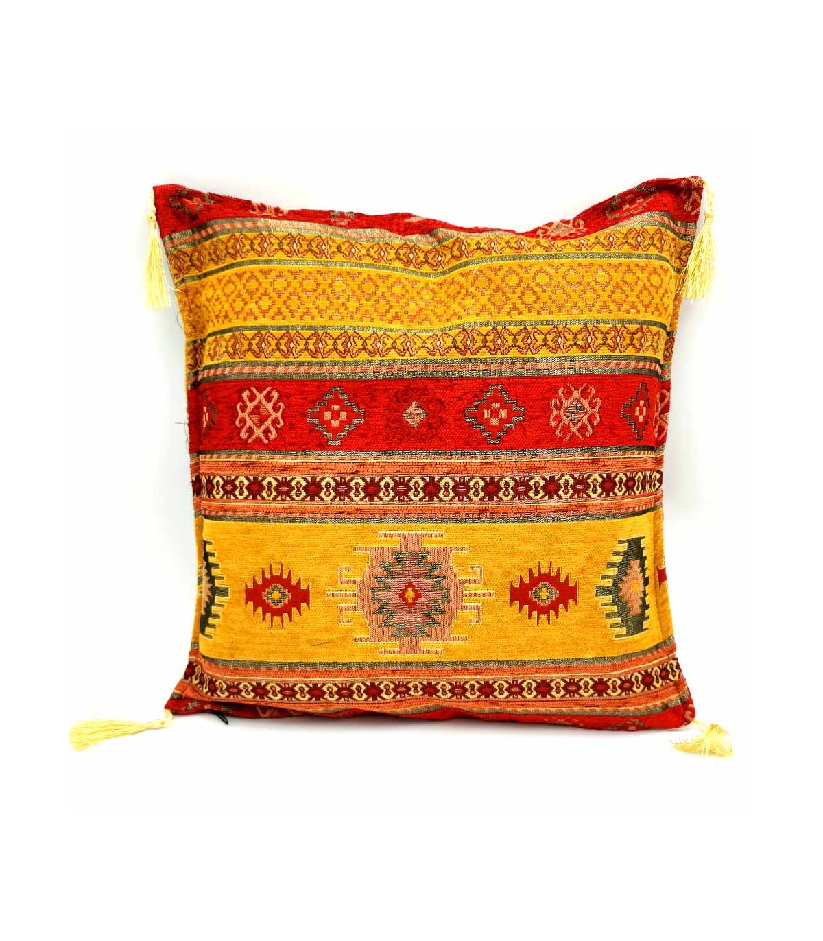 Housse de coussin Badawi turque – Décoration bohème avec franges – Style arabe pour la maison