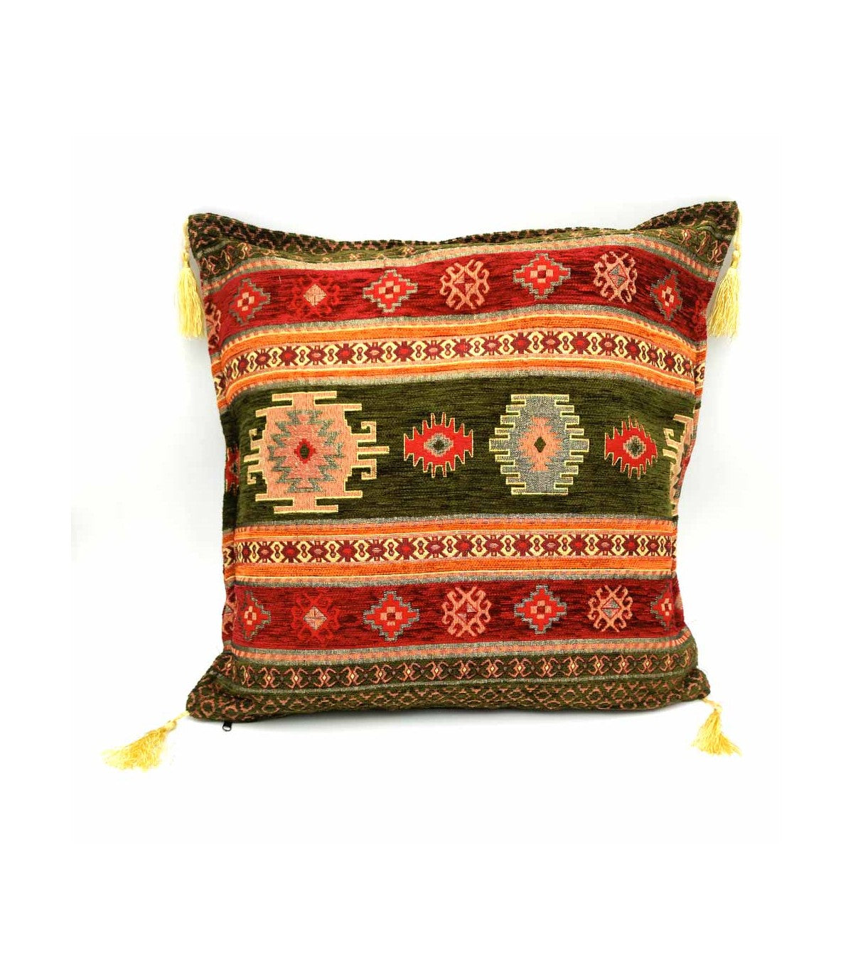 Housse de coussin Badawi turque – Décoration bohème avec franges – Style arabe pour la maison