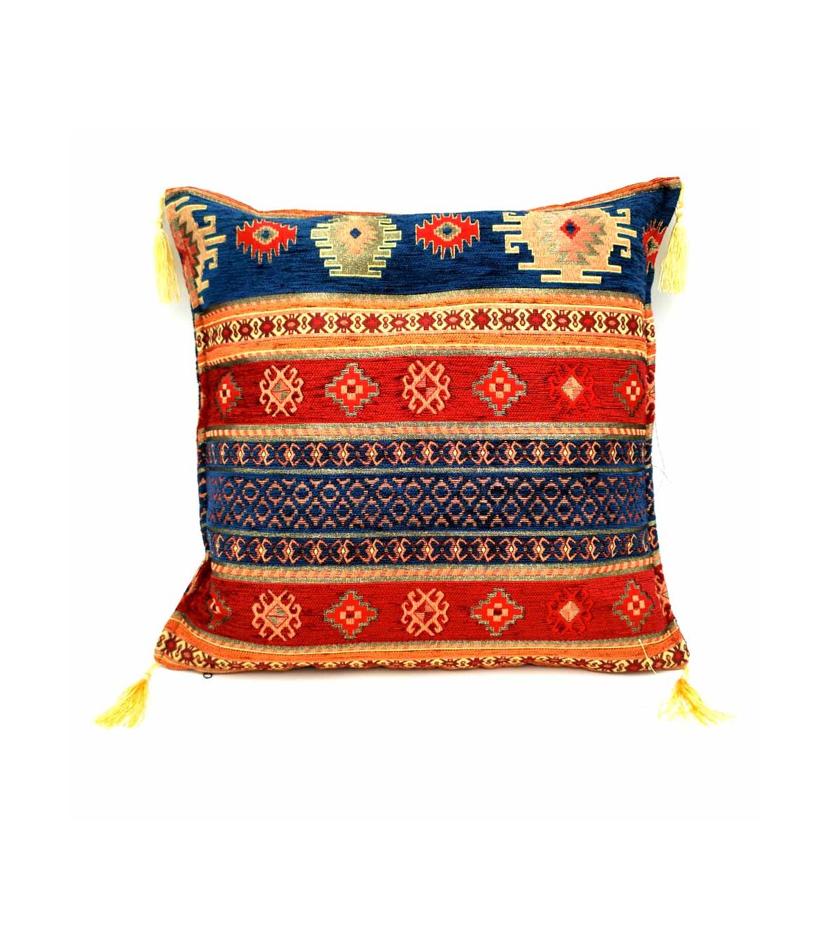 Housse de coussin Badawi turque – Décoration bohème avec franges – Style arabe pour la maison