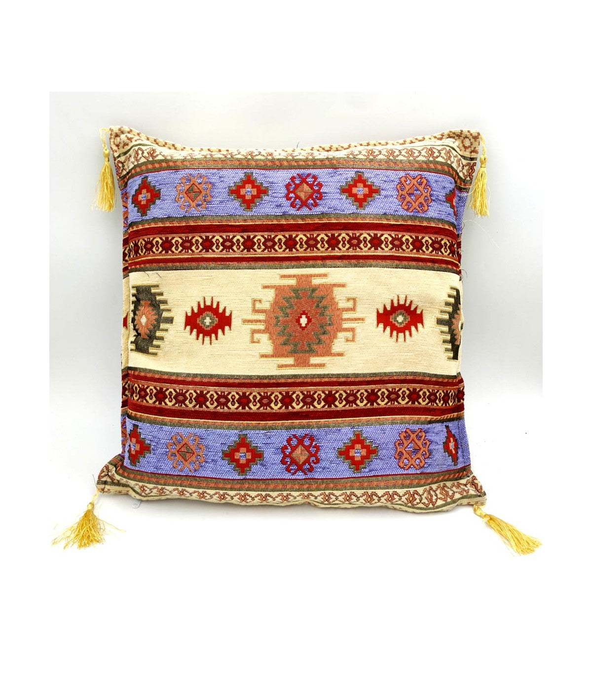 Housse de coussin Badawi turque – Décoration bohème avec franges – Style arabe pour la maison