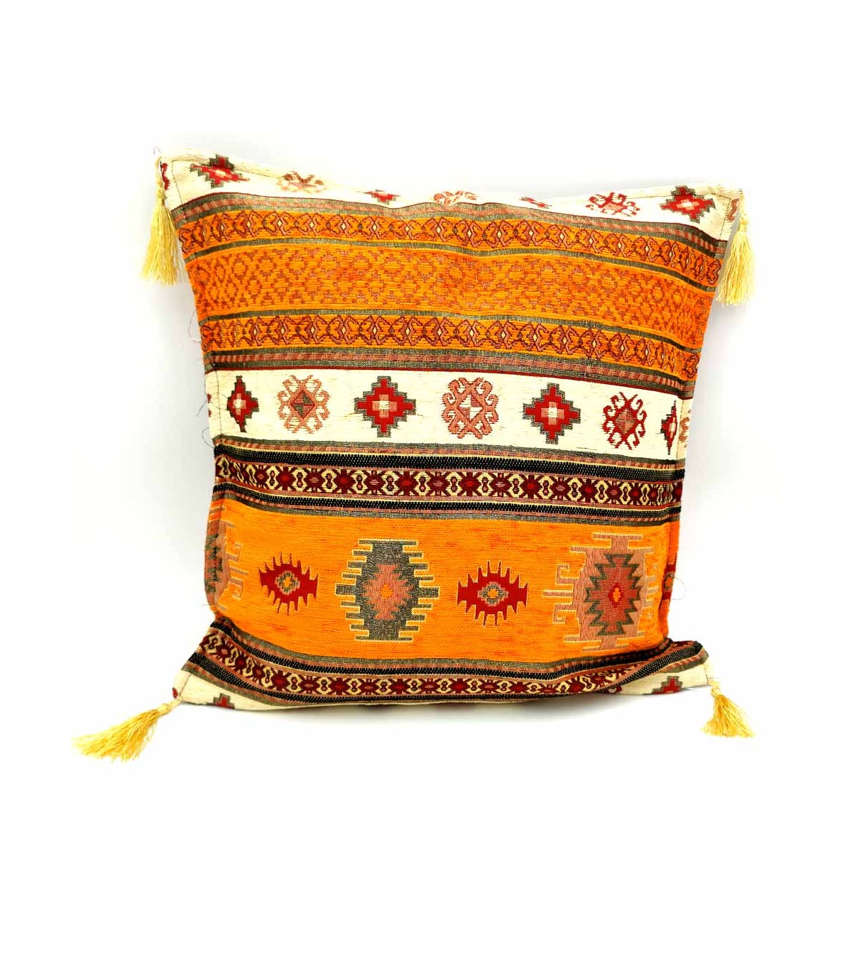 Badawi Turkish Cushion Cover - Bohemian Decor with Fringe - Arabic Style for Home