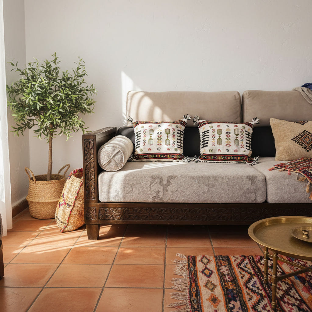 Set de Cojines Bereberes Artesanales - Algodón y Lana | Decoración Marroquí Boho