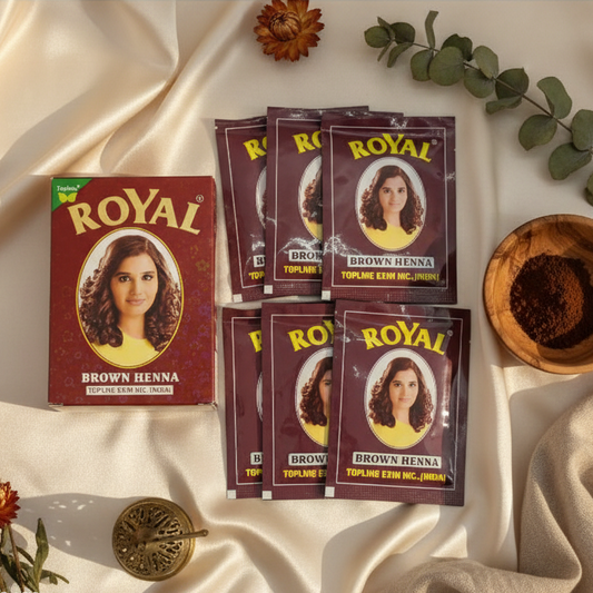 Henna Royal Marrón presentación elegante - Cosmética natural marroquí artesanal para cabello